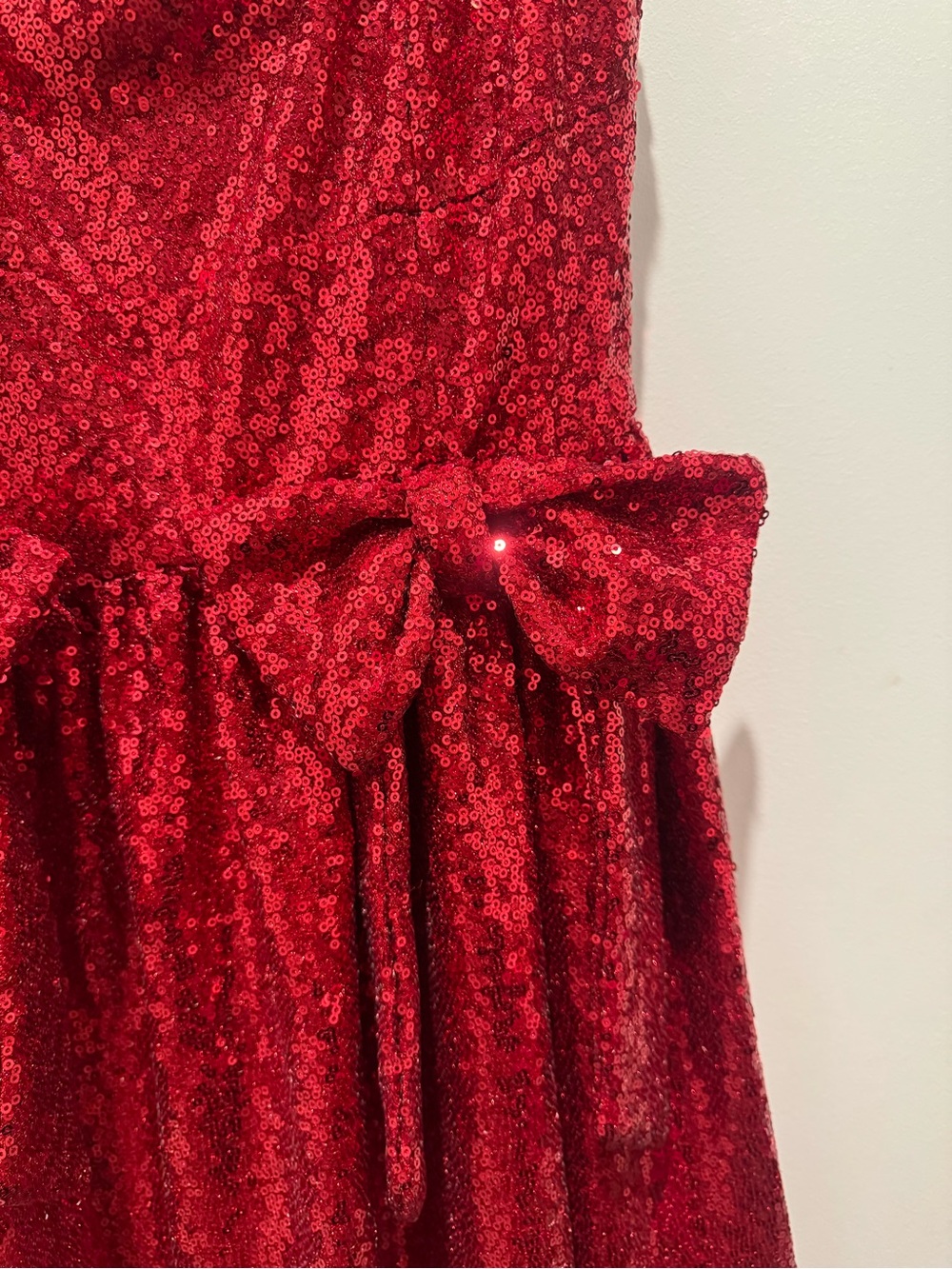 Lush Red Sequin Bow Waist Party Dress - Picture 2 of 6